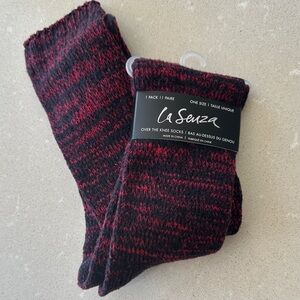 La Senza Black and Red Knit Over the Knee Socks